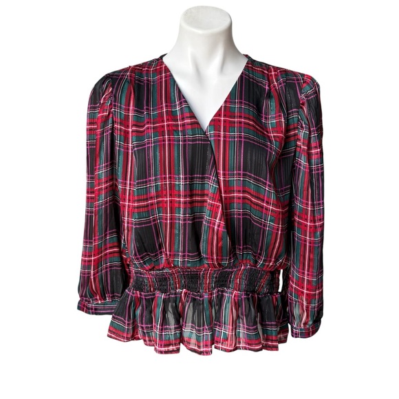NWT, Riley & Rae Mix and Mingle Wrap Plaid Smock Top, Sz XL - Picture 1 of 15